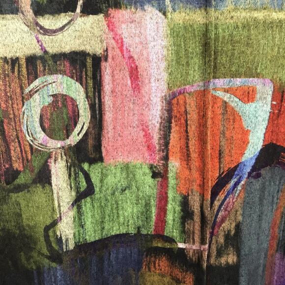 Jess & Jane Barcelona Tunic Top Long Sleeve Abstract Art to Wear Colorful Medium - Picture 3 of 8